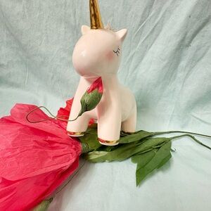 Charming Unicorn Piggy Bank with Gold Accents